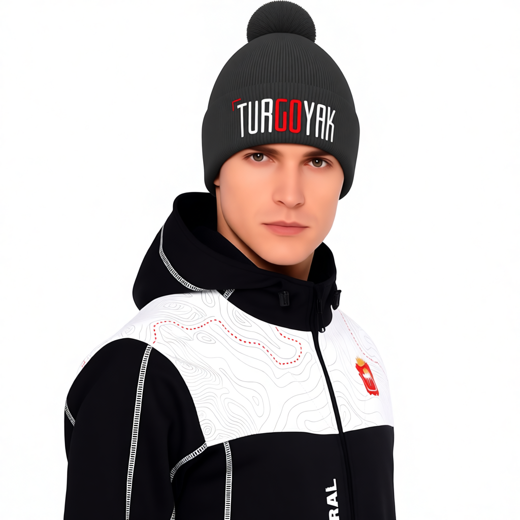 Шапка ТУР ГО ЯК  c помпоном (т. серый)