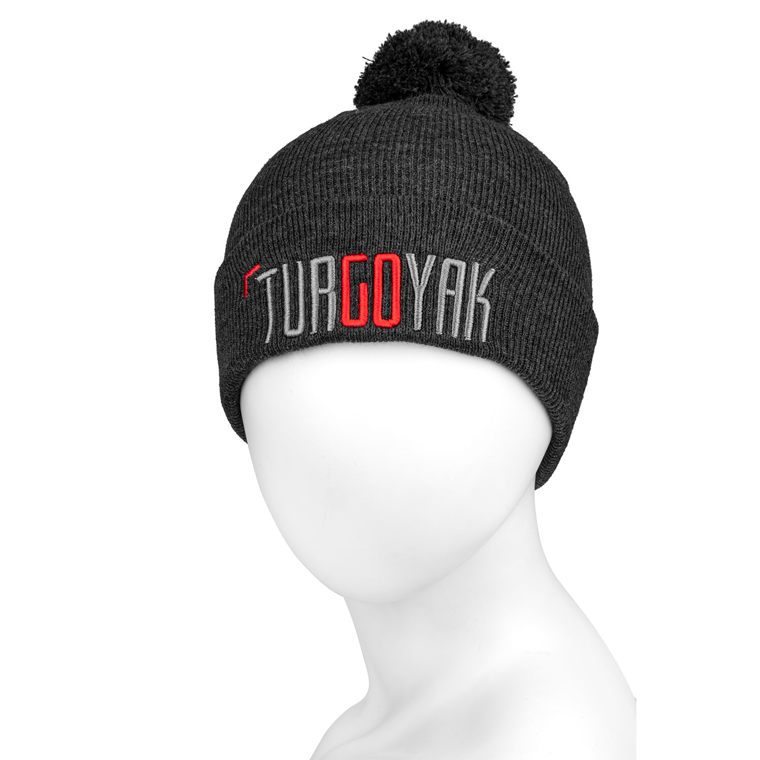 Шапка ТУР ГО ЯК  c помпоном (т. серый)