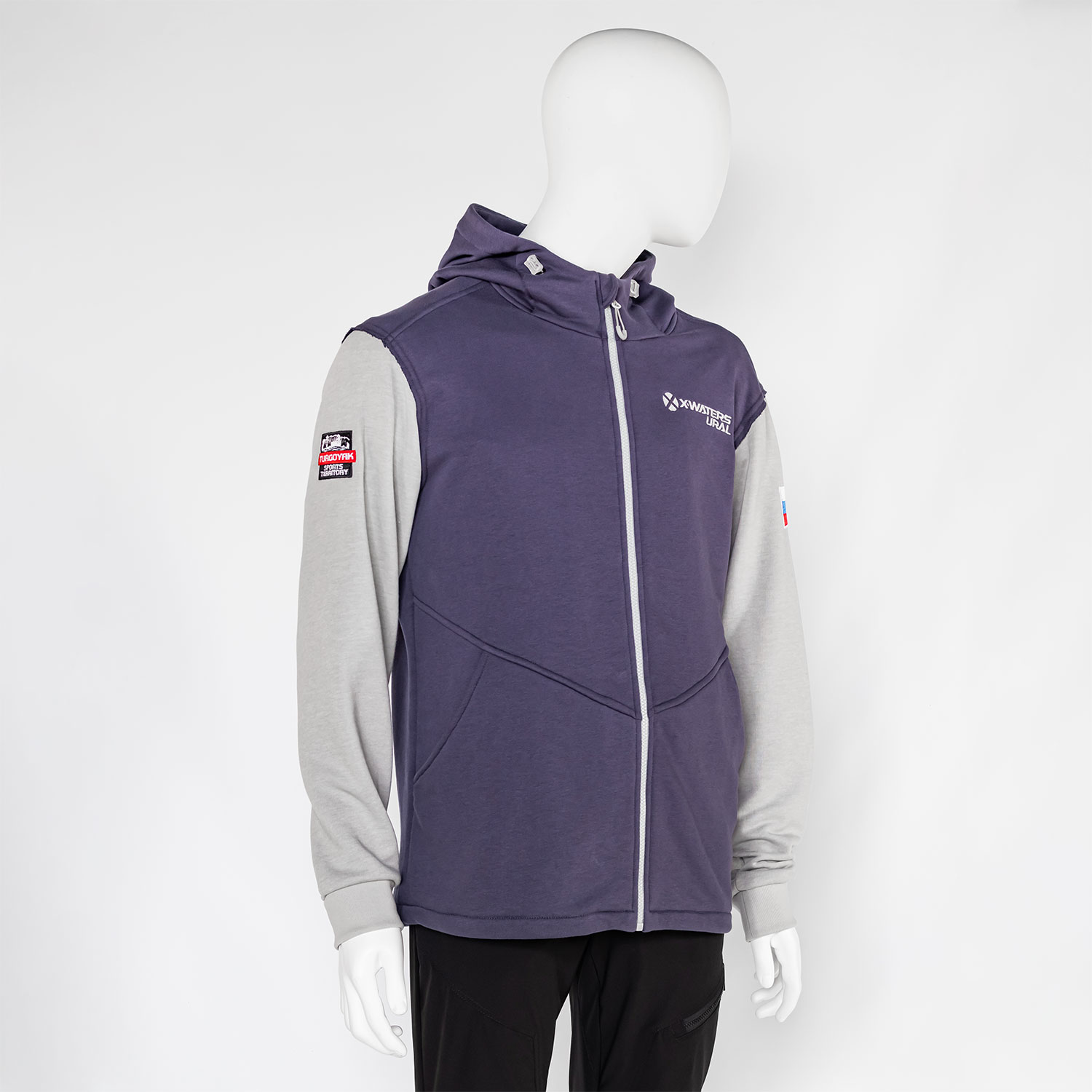 Толстовка X-WATERS на молнии синяясерая (11)