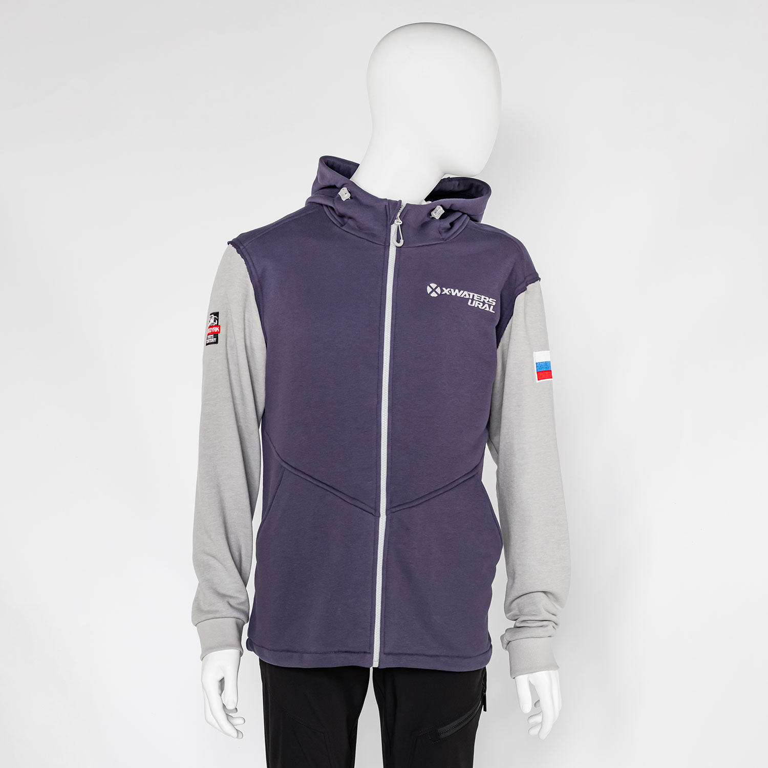 Толстовка X-WATERS на молнии синяясерая (10)