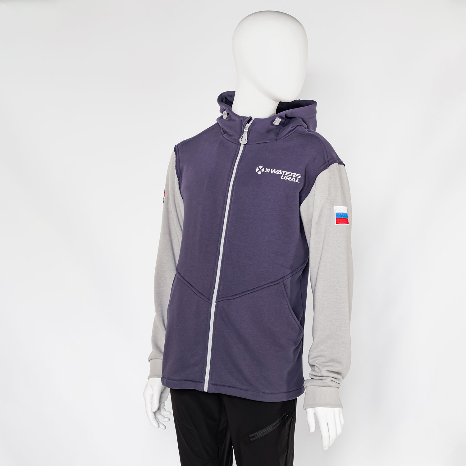 Толстовка X-WATERS на молнии синяясерая
